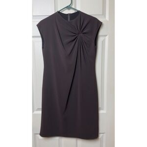 VTG Jackie Rogers‎ New York Brown Cap Sleeve Knot Front Sheath Dress Made in USA